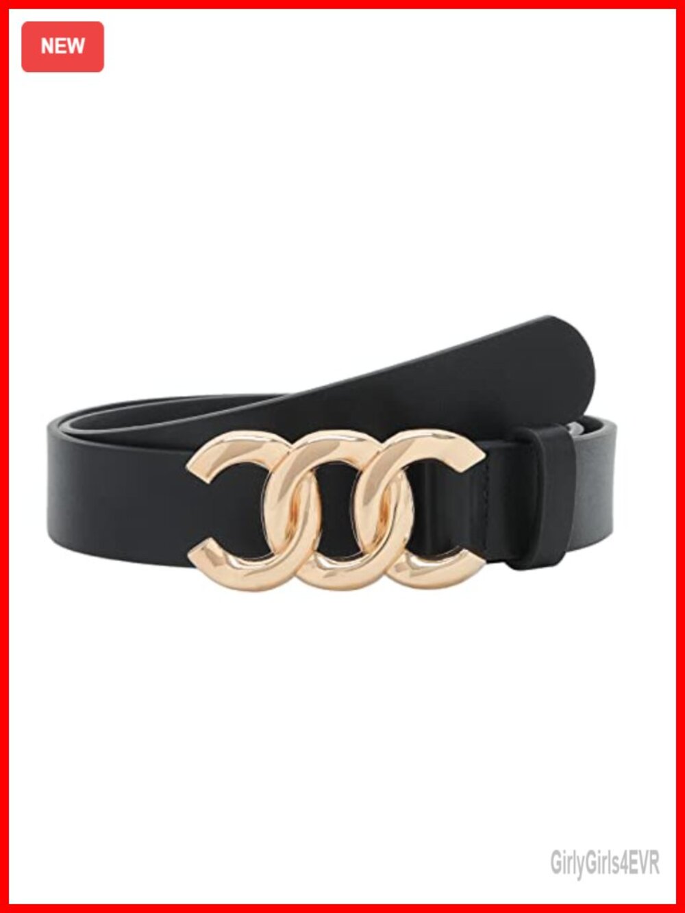 Faux Leather Women Belt for Jeans Dress Gold Buckle